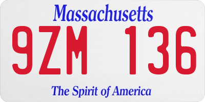 MA license plate 9ZM136