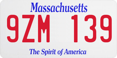 MA license plate 9ZM139