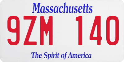 MA license plate 9ZM140