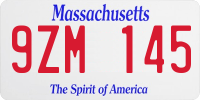 MA license plate 9ZM145