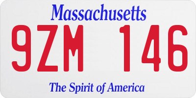 MA license plate 9ZM146