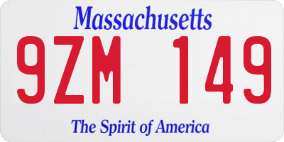 MA license plate 9ZM149
