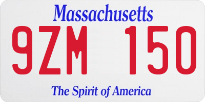 MA license plate 9ZM150