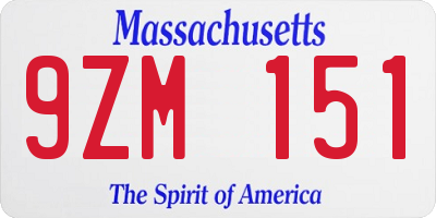 MA license plate 9ZM151