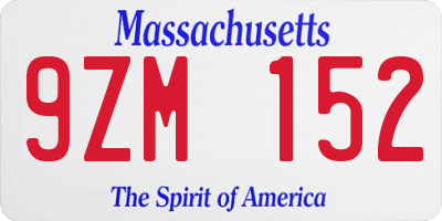 MA license plate 9ZM152