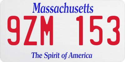 MA license plate 9ZM153