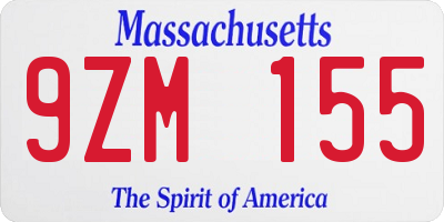 MA license plate 9ZM155