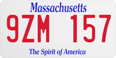 MA license plate 9ZM157