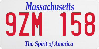 MA license plate 9ZM158