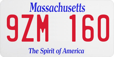 MA license plate 9ZM160