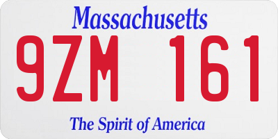 MA license plate 9ZM161