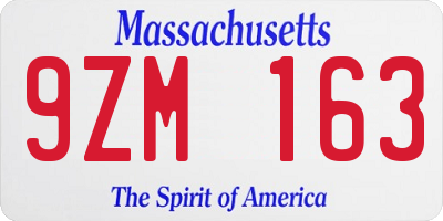 MA license plate 9ZM163