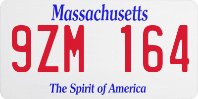 MA license plate 9ZM164