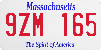 MA license plate 9ZM165