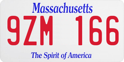 MA license plate 9ZM166
