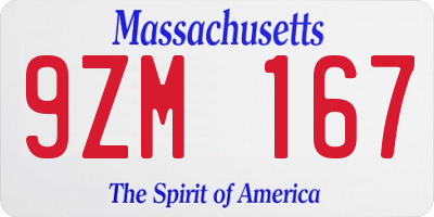 MA license plate 9ZM167