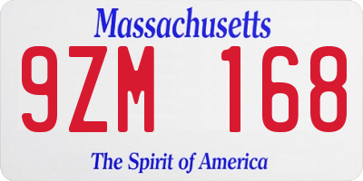 MA license plate 9ZM168