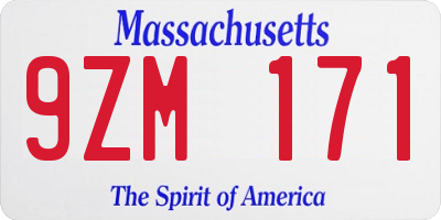 MA license plate 9ZM171