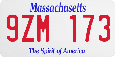 MA license plate 9ZM173