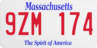 MA license plate 9ZM174