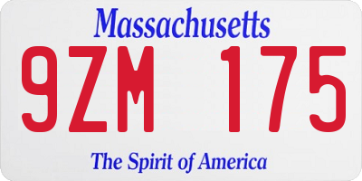 MA license plate 9ZM175
