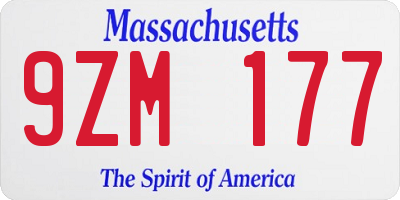 MA license plate 9ZM177