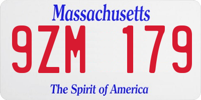 MA license plate 9ZM179