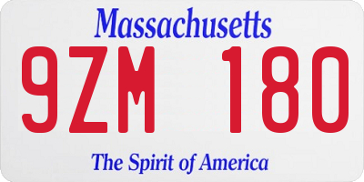 MA license plate 9ZM180