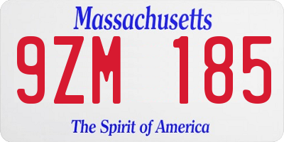MA license plate 9ZM185
