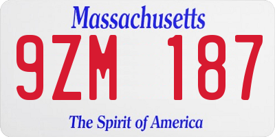 MA license plate 9ZM187