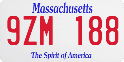 MA license plate 9ZM188