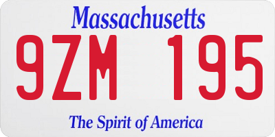 MA license plate 9ZM195