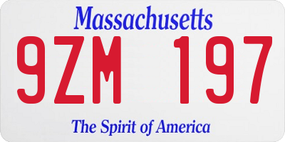 MA license plate 9ZM197