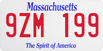 MA license plate 9ZM199