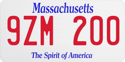 MA license plate 9ZM200