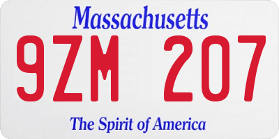 MA license plate 9ZM207