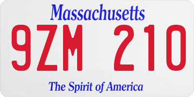 MA license plate 9ZM210