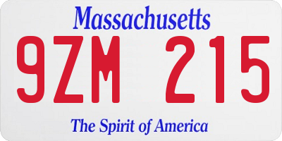 MA license plate 9ZM215