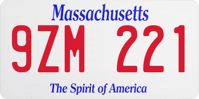 MA license plate 9ZM221