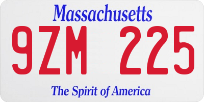 MA license plate 9ZM225