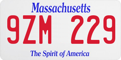 MA license plate 9ZM229