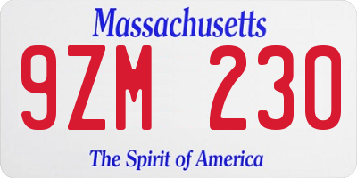 MA license plate 9ZM230