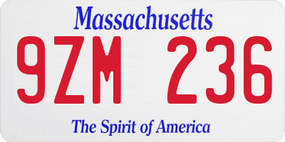 MA license plate 9ZM236
