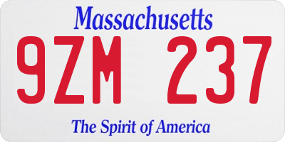 MA license plate 9ZM237