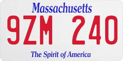 MA license plate 9ZM240