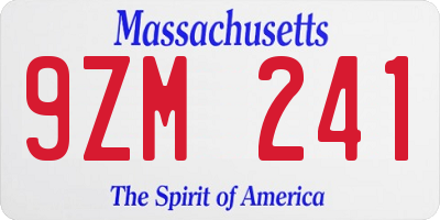 MA license plate 9ZM241