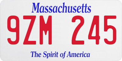 MA license plate 9ZM245