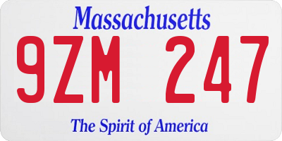 MA license plate 9ZM247