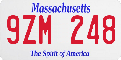 MA license plate 9ZM248