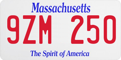 MA license plate 9ZM250